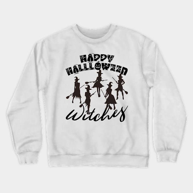 Happy Halloween Witches Crewneck Sweatshirt by countrysideflowerwalls